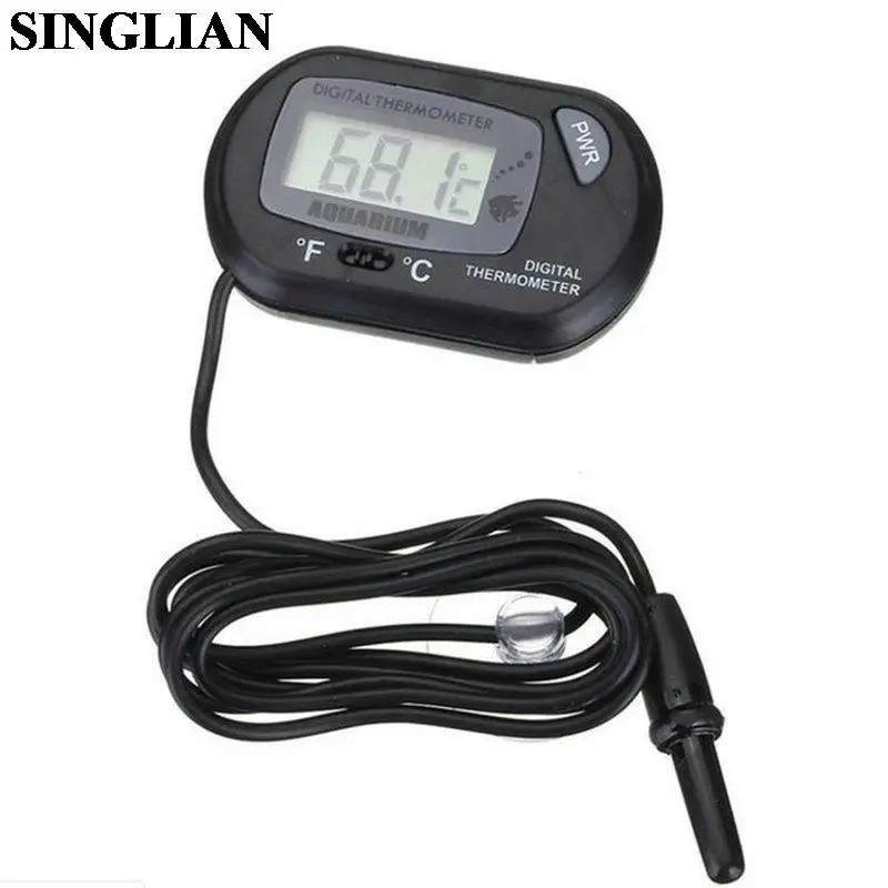 Digital LCD Aquarium Thermometer Waterproof Fish Tank Sensor with Probe Temperature Sensor Measuring Tool with Suction Cup