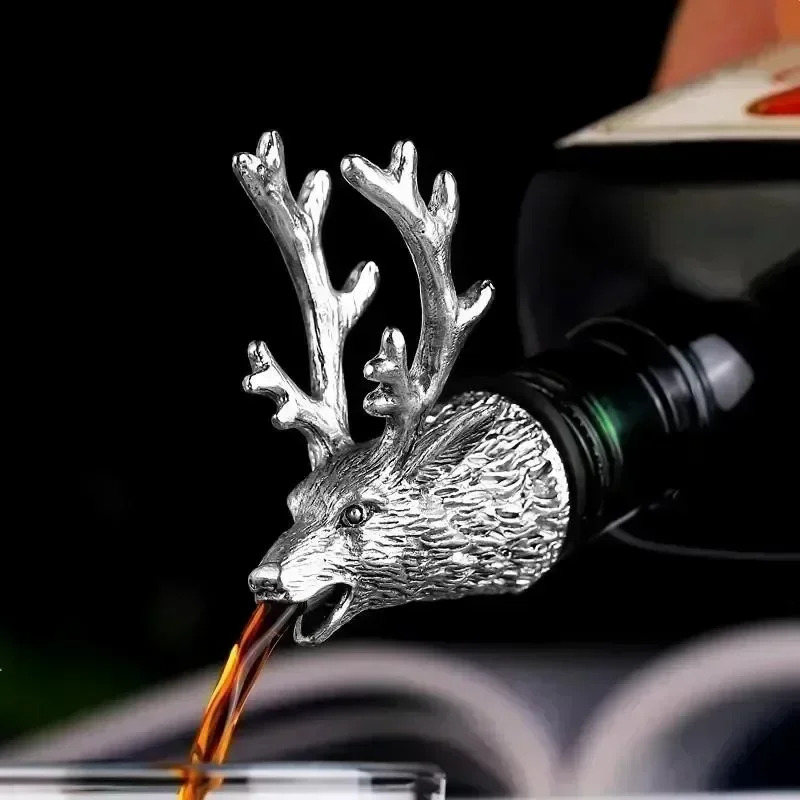 1pcs Dispenser Deer Head Tippler Zinc Alloy Fancy Tippler Deer Head Wine Extractor Animal Head Tippler Bar Accessories