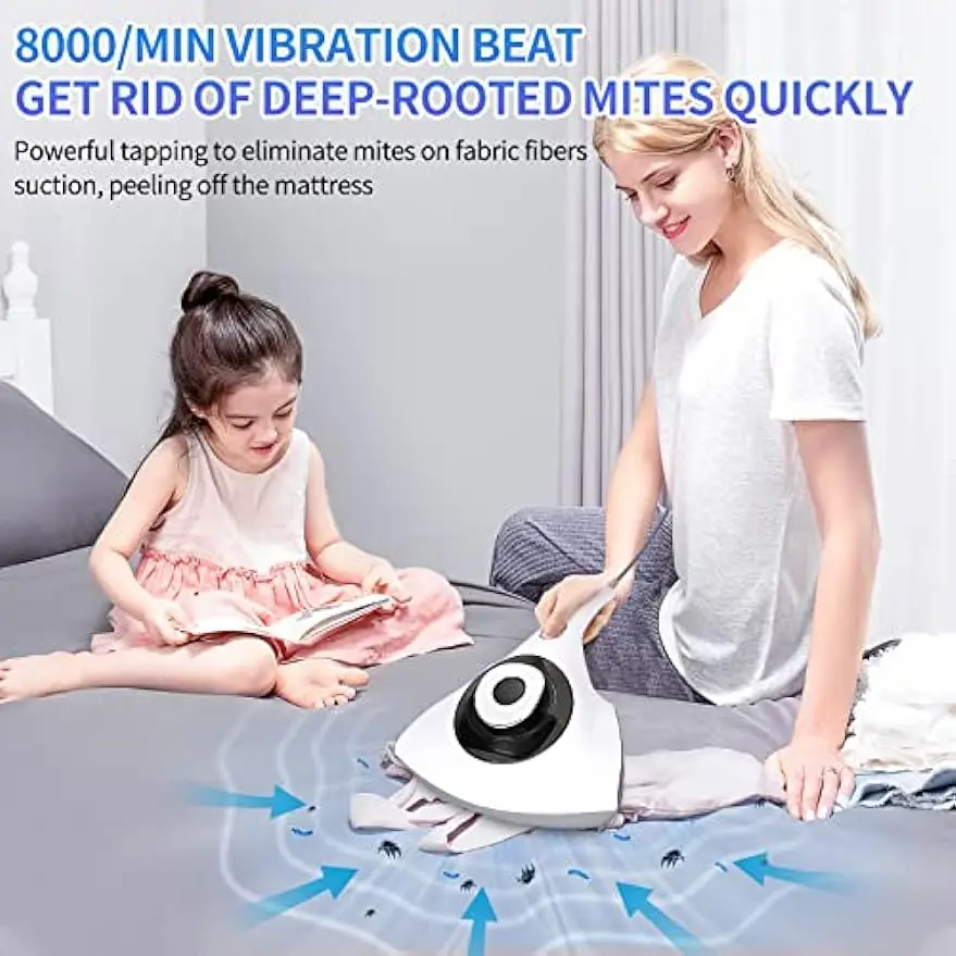 Mattress Vacuum Cleaner,Handheld UV Bed Vacuum,Wireless Mite Remover Cleaning Machine with 11KPa Powerful Suction