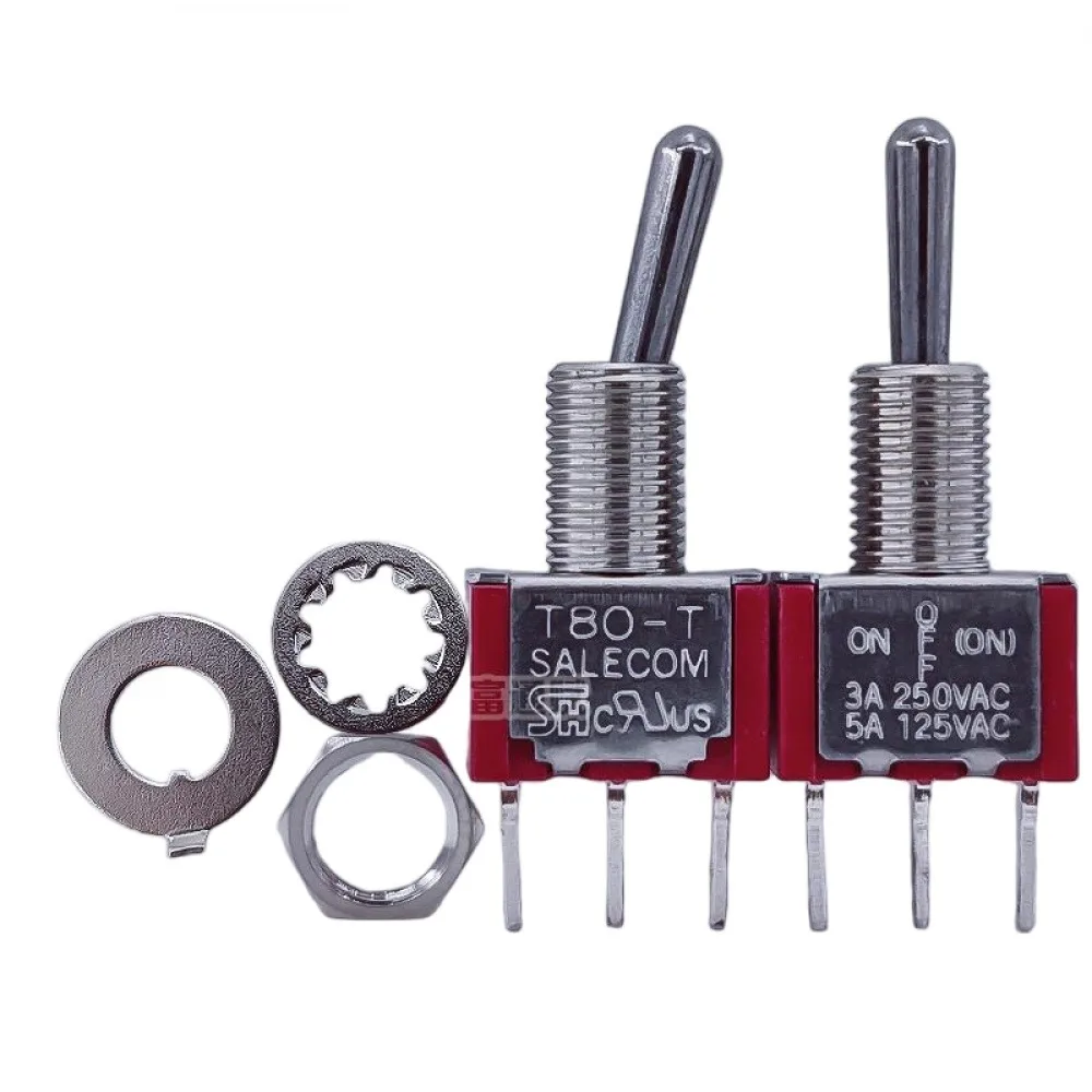 

2PCS T8014B-SECQ Toggle Switch Self-locking Type 125V AC 5A/250V AC 3A 3 Gears 3 Pins Reset Toggle Switch