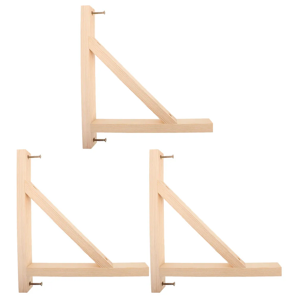 3Pcs Premium Solid Wood Triangle Bracket Shelf Support Wall Mounted Floating Shelf Hardware Decorative Wood Bracket for Home