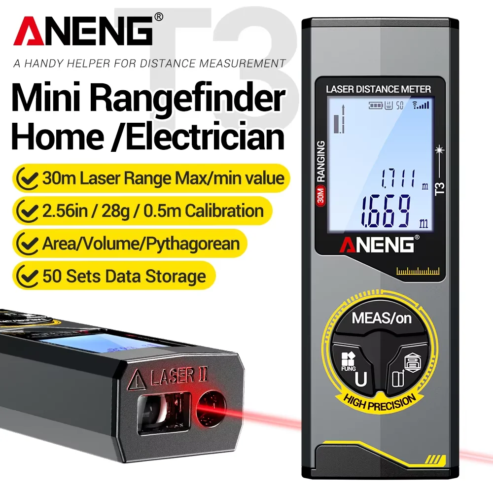 Mini Laser Rangefinder Portable Smart 30M/50M High Precision Measurement Tester Rechargeable Indoor Distance Meter Device Tools