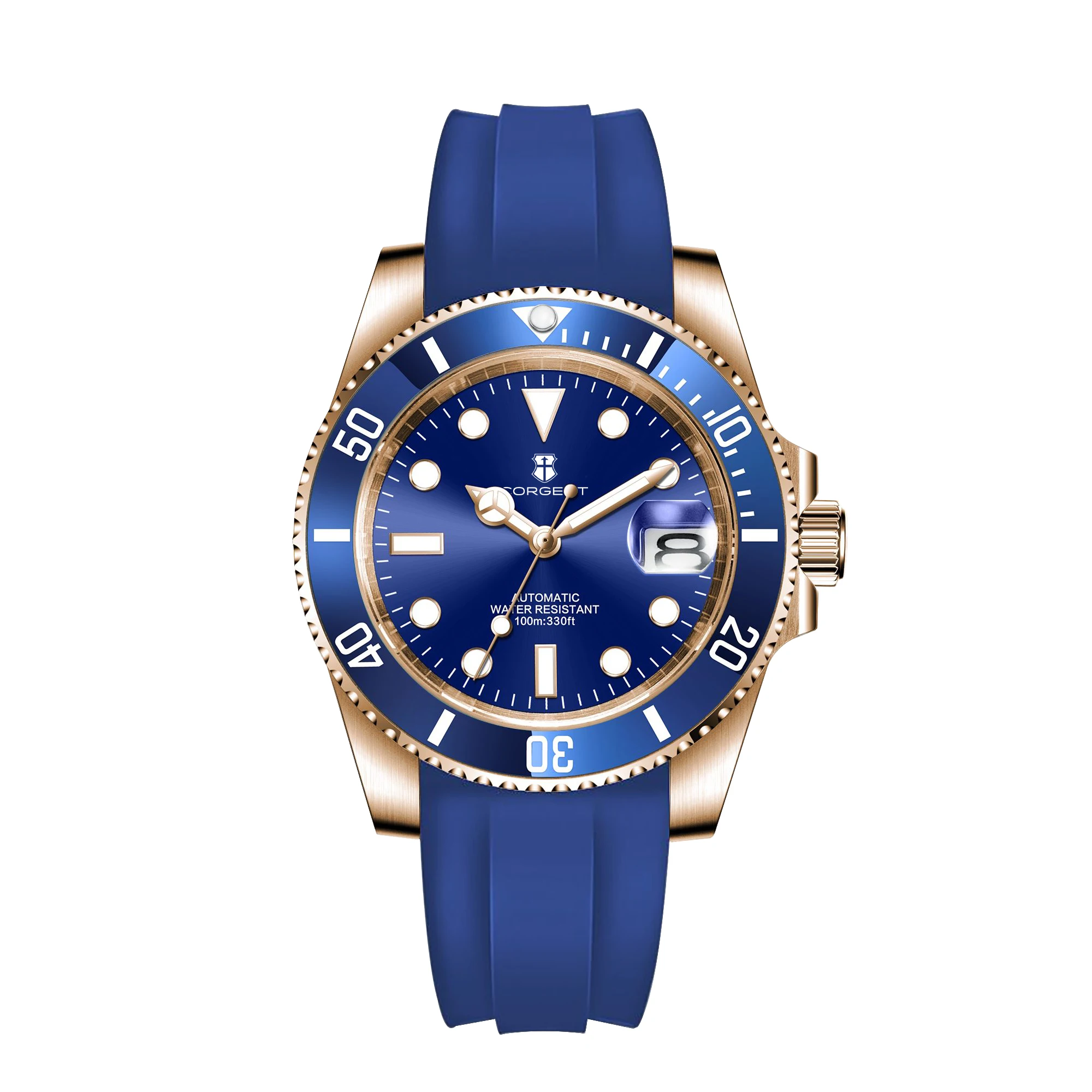 

Corgeut 40mm Corgeut Men's Rose Gold Mechanical Automatic Wristwatch Japan Movement 100M Waterproof Sapphire Glass - Reloj