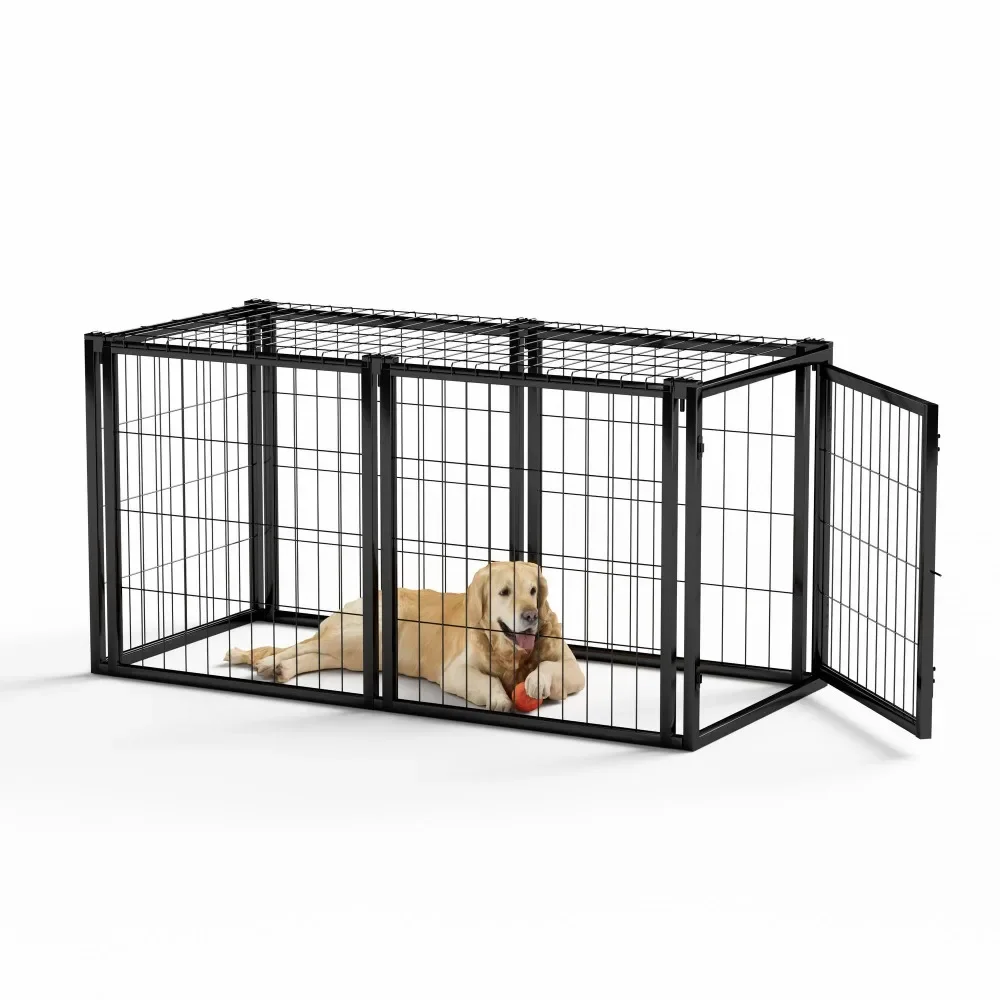 

Dog Crate 47.2" Dog Kennel for Small Medium Dogs, Puppy Dog Playpen with Top, Pet Cage, Indoor, Black.47.2"L x 22"W x 24"H.