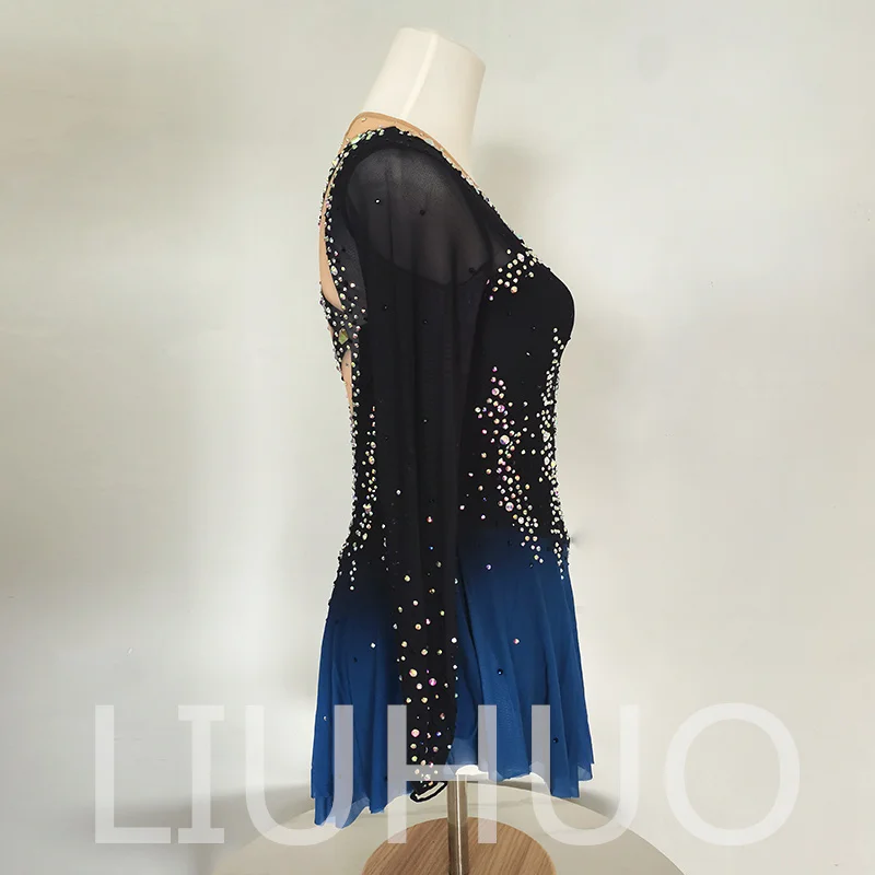 LIUHUO Figure Skating Dress Girls Women Teens Stretchy Spandex Gradient Competition Wholesale