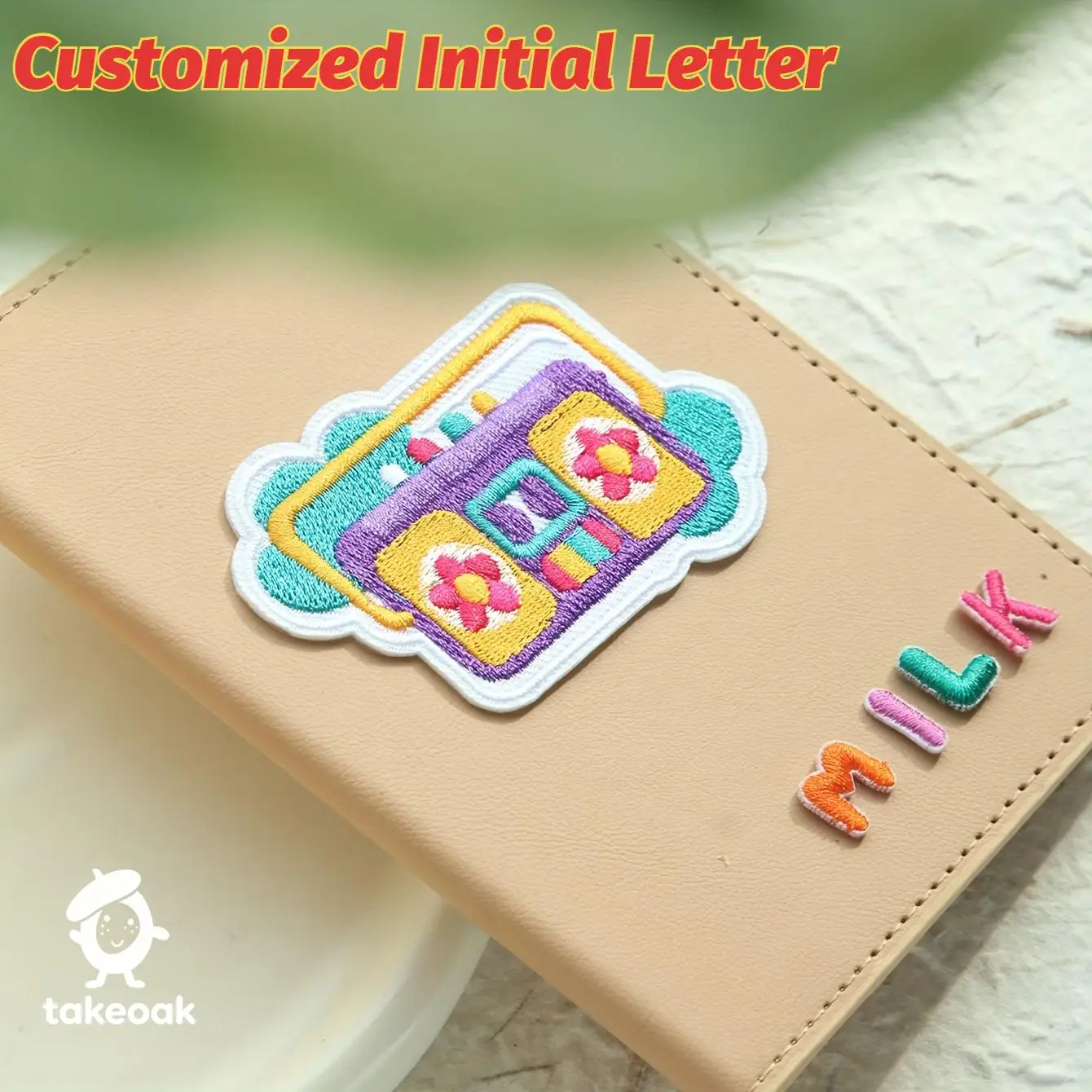 

Custom Initial Letter Passport Cover with Cartoon Embroidery Patch Personalized Leather Passport Holder for Travel Gift