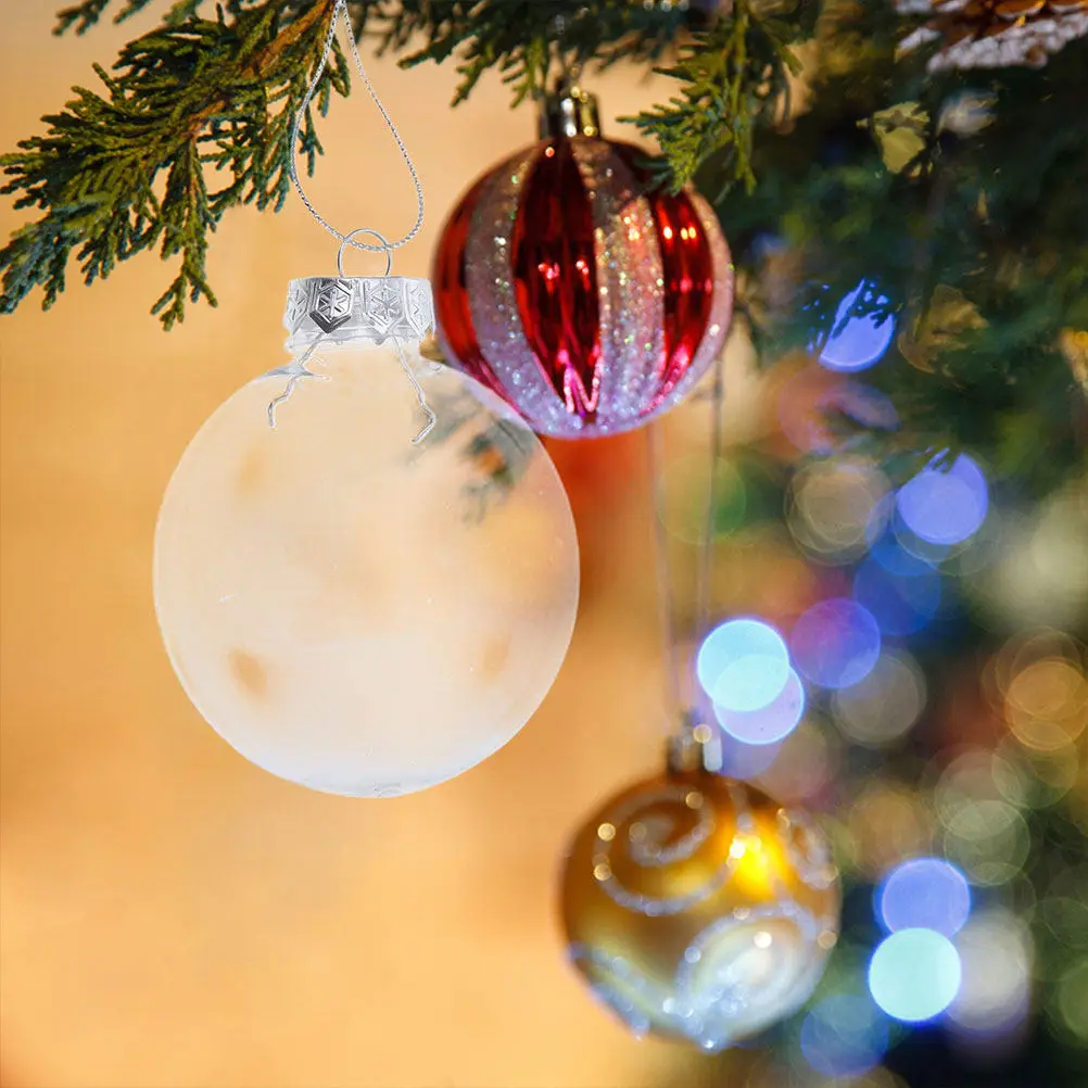 24Pcs Clear Plastic Flat Oval Ornaments Fillable Transparent Discs for Christmas Decorations DIY Crafts Festive Events