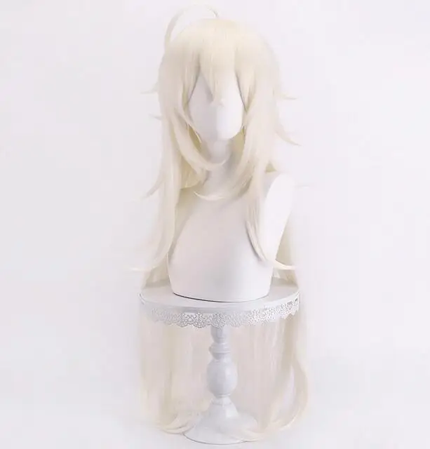 Perruque Synthétique Longue Droite Blanche pour Femme, Anime Cosplay, Degré de Chaleur, Perruque de Degré de Chaleur pour la ix