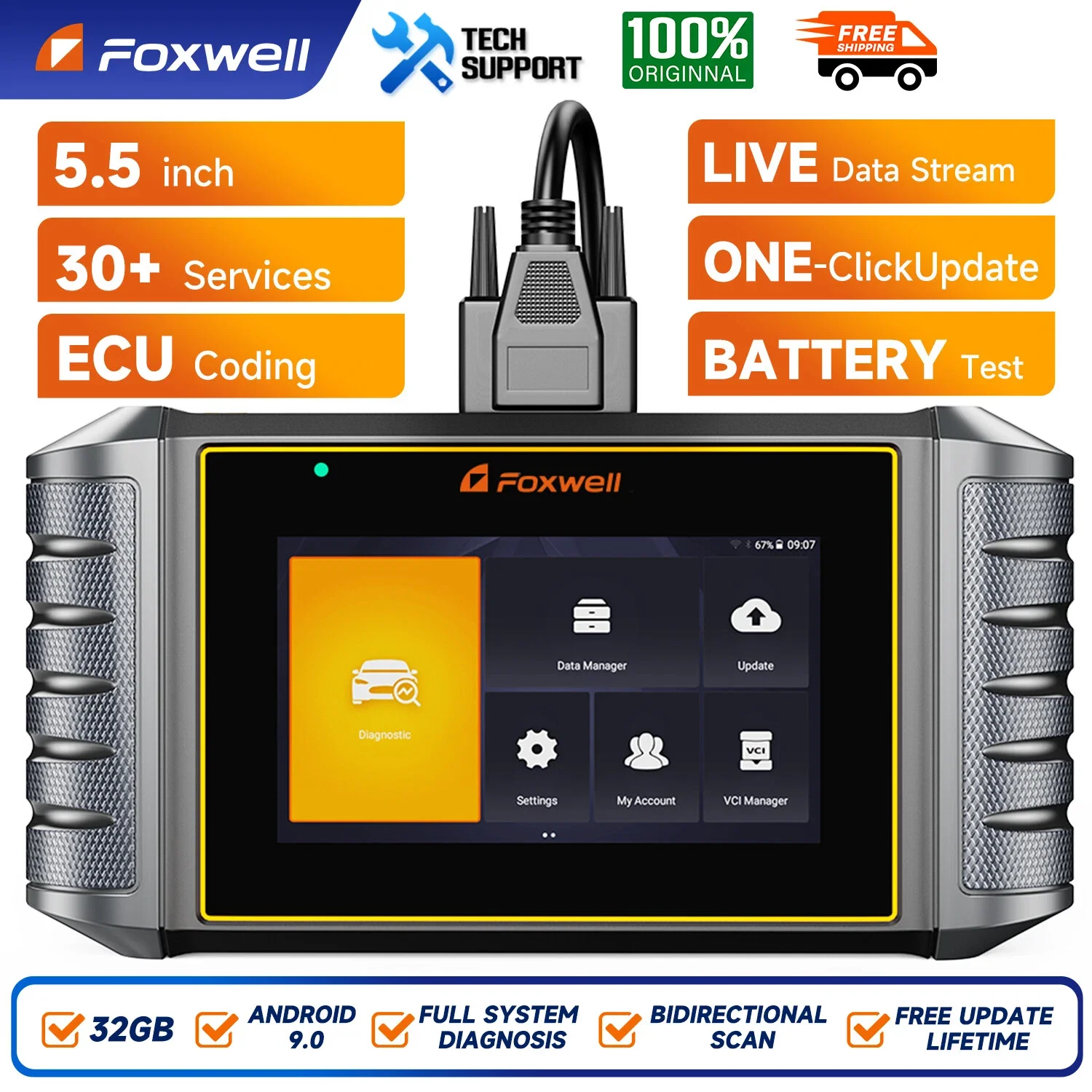 

FOXWELL NT710 для Benz OBD2 диагностический инструмент двунаправленный сканер OBD2 все системы кодирования ЭБУ 31 сброс автомобильный сканер