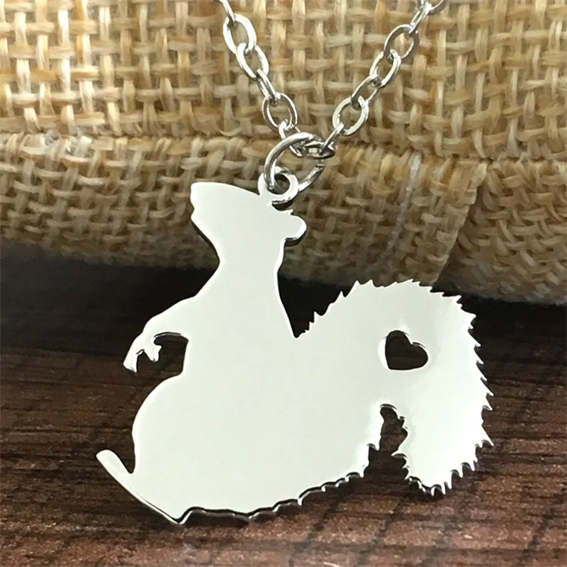 Stainless Steel Squirrel Necklace Golden Love Animal Pendant Necklace Men and women Jewelry Valentine's Day Gift