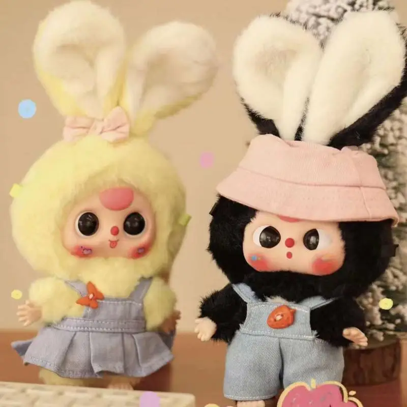 Poupées en peluche lapin de style aléatoire, série Macaron, dessin animé mignon, 3 figurines de lapin, bébé trois vieux lapins, beurre en peluche