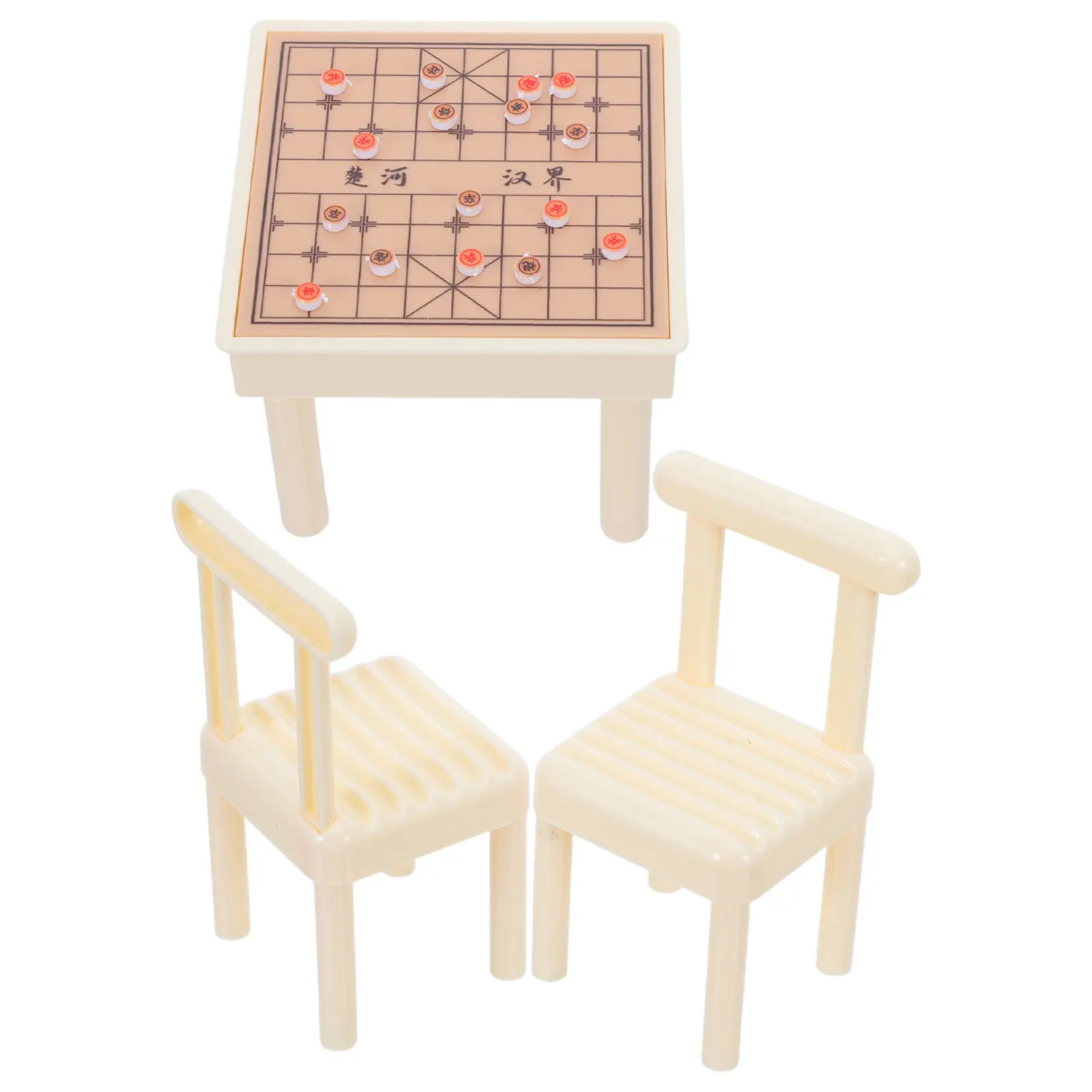 

1Set Miniature Chess Board and Chairs Plastic Chinese Chess Table Kids DIY Room Decor Mini Portable Board Game Miniature
