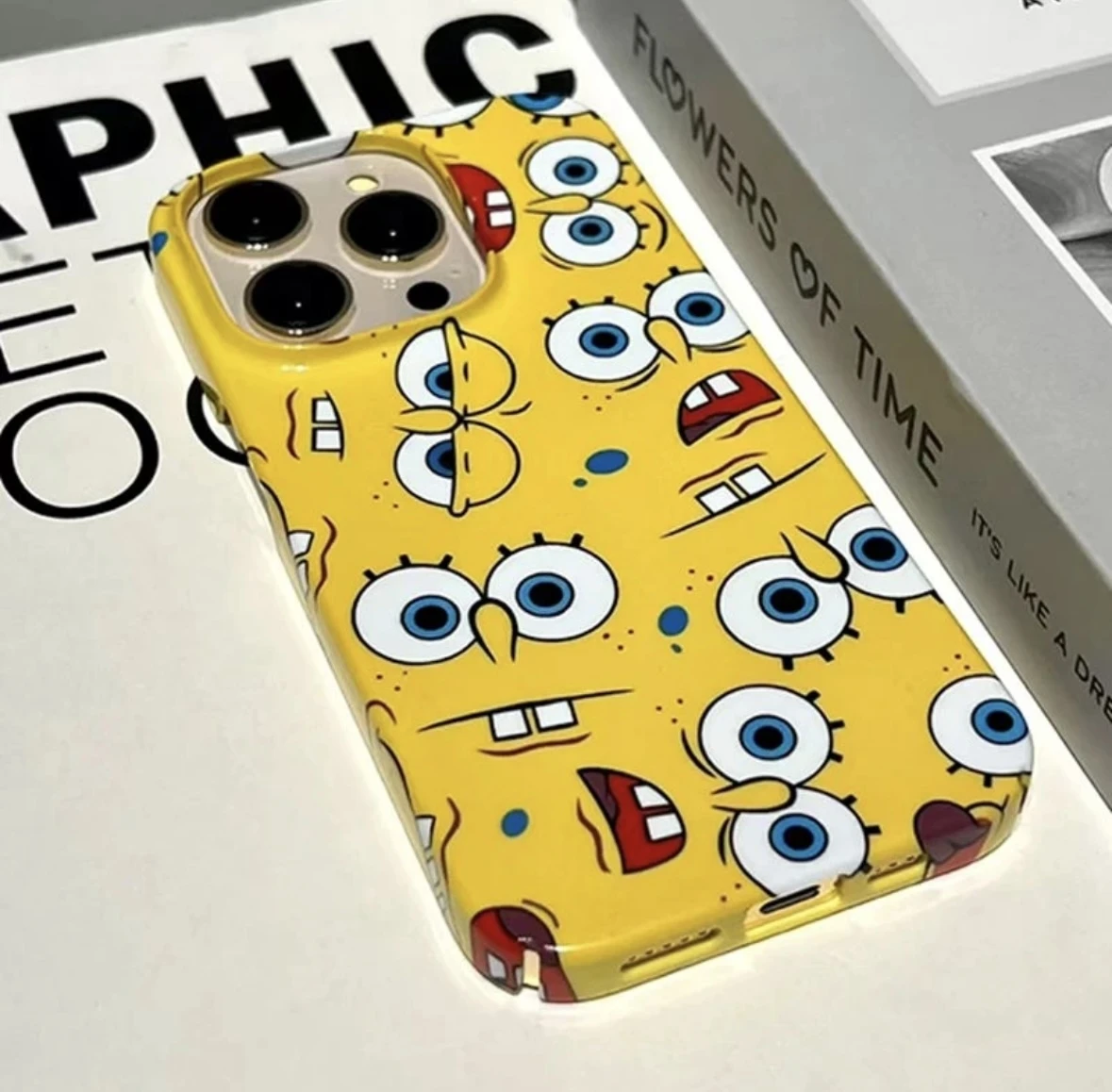 New Cute SpongeBobs Phone Case for iPhone 16 15 14 13 12 11 Pro Max XS XR XSMax 6 7 8 Plus Glossy HD Hard PC Cover