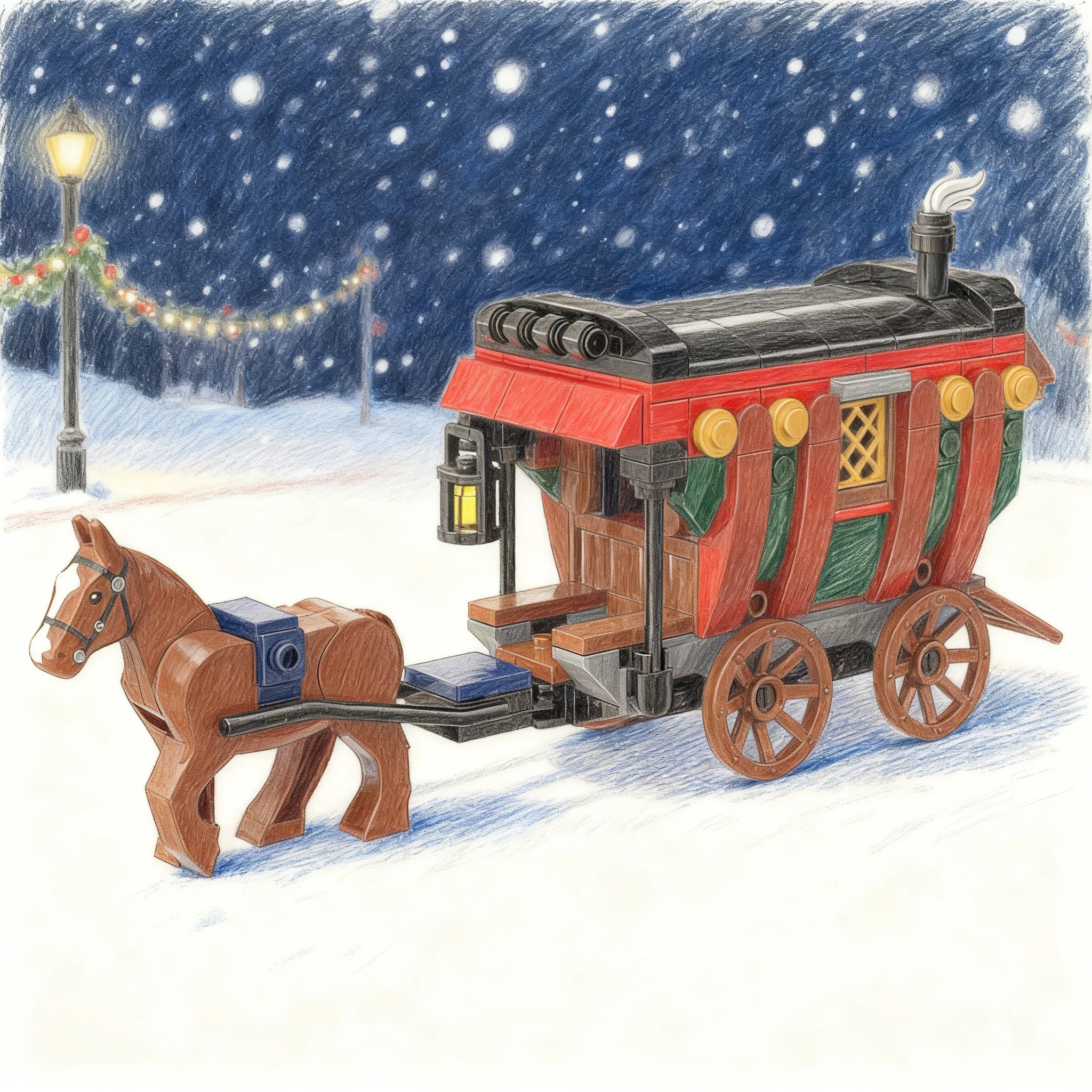 290pcs MOC Gypsy Caravan - Romany Wagon - Medieval Castle Size Castle Model Building Blocks Construction Display DIY Collection