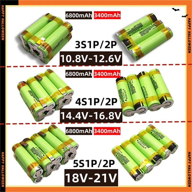 3400mAh/6800mAh 18650 بطارية حزمة 7.2V 12V 14.4V 18V 21V لحزمة بطارية مفك البراغي 2S1P 3S1P 4S1P 5S1P NCR18650B #1