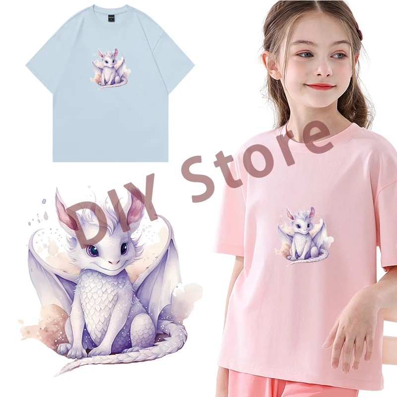 15cm Colorful Cute Little Dragon Baby Ironing Heat Transfer Printing Stickers DTF Vinyl Stickers Washable T-shirt Stickers DIY