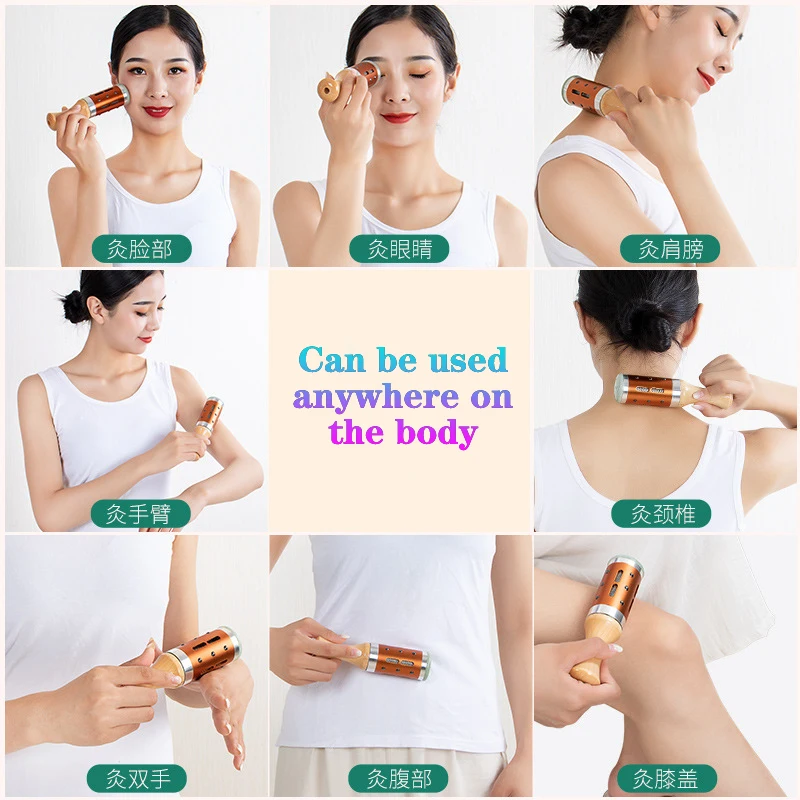 Jade Moxibustion Rod Facial Beauty Moxa Therapy Warm Massage Rotatable Lodestone Body Massager Joint Pain Relief Health Care