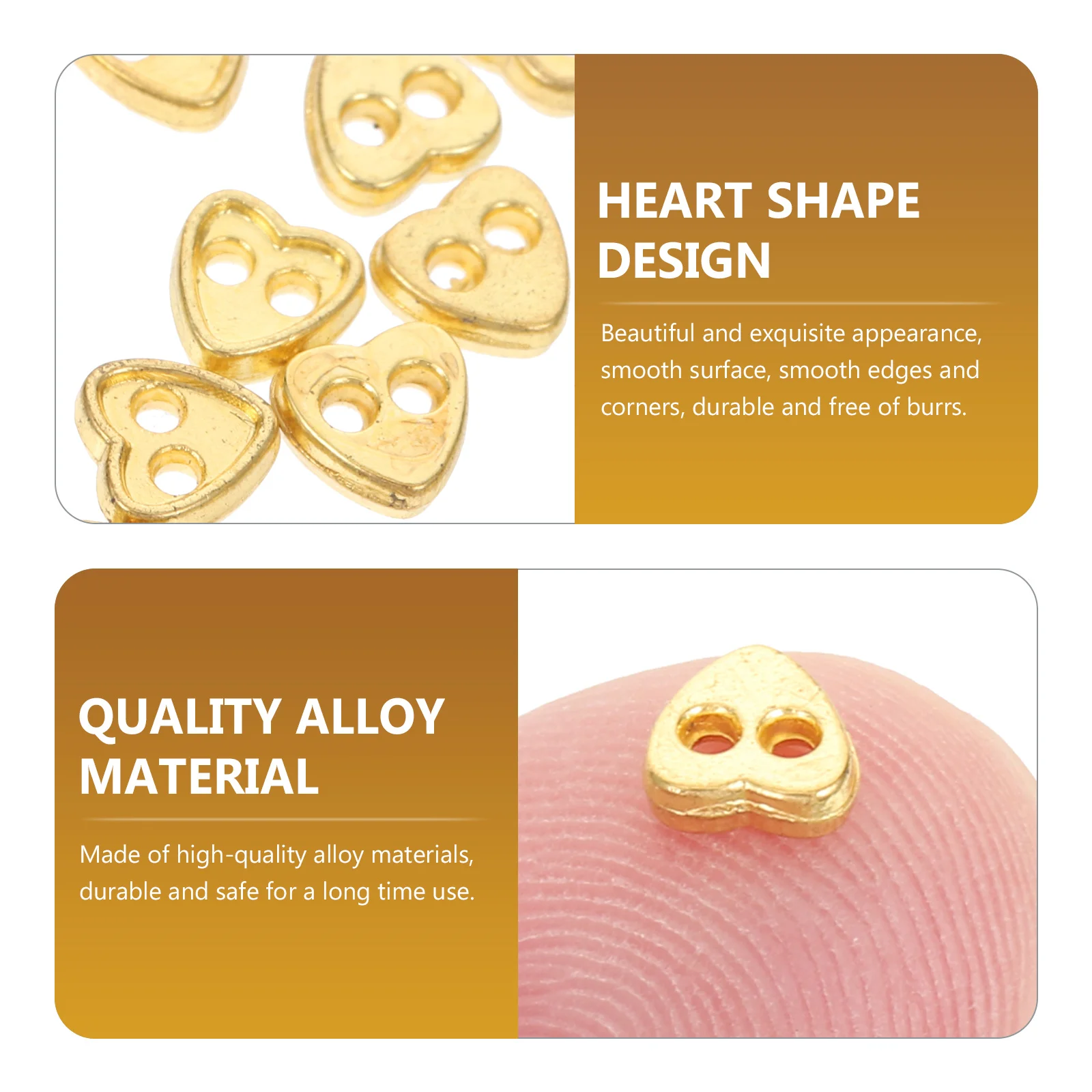 

100Pcs Durable Heart Shape Alloy Buttons Small Mini DIY Sewing Decorative Clothes Accessories Creative Craft Materials