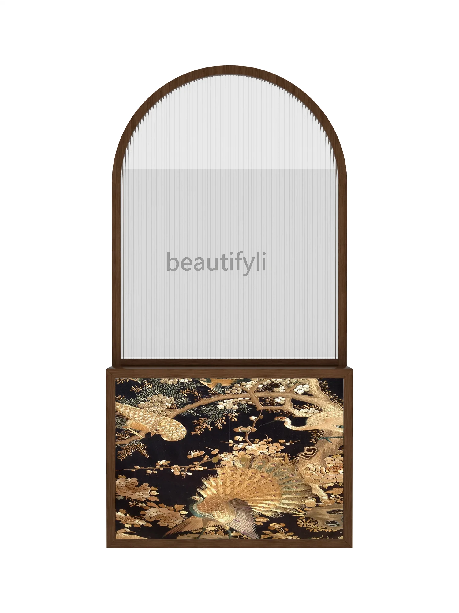 

French Changhong Glass Subareas Screens Entrance Cabinet Household Solid Wood Light Luxury Multifunctional Locker