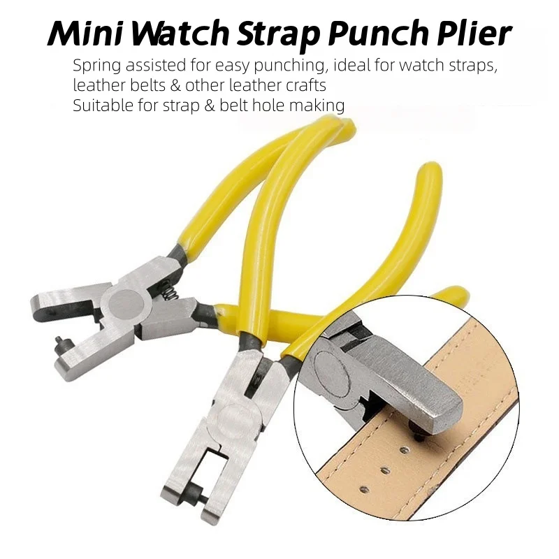 2mm Watch Strap Hole Punch Plier 5 Inch Leather Belt Puncher Carbon Steel Hand Punching Tool for Watch Band Strap Leather Crafts