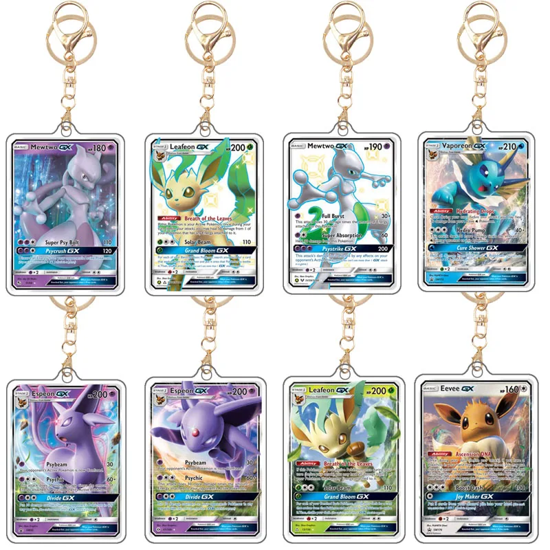 

Pokemon Homemade Original Acrylic Leafeon Mewtwo Espeon Vaporeon Eevee Cartoon Anime Peripherals Key Ring Pendant