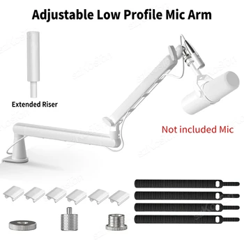 Adjustable Low Profile Mic Arm with Extended Riser & Cable Management Professional Studio