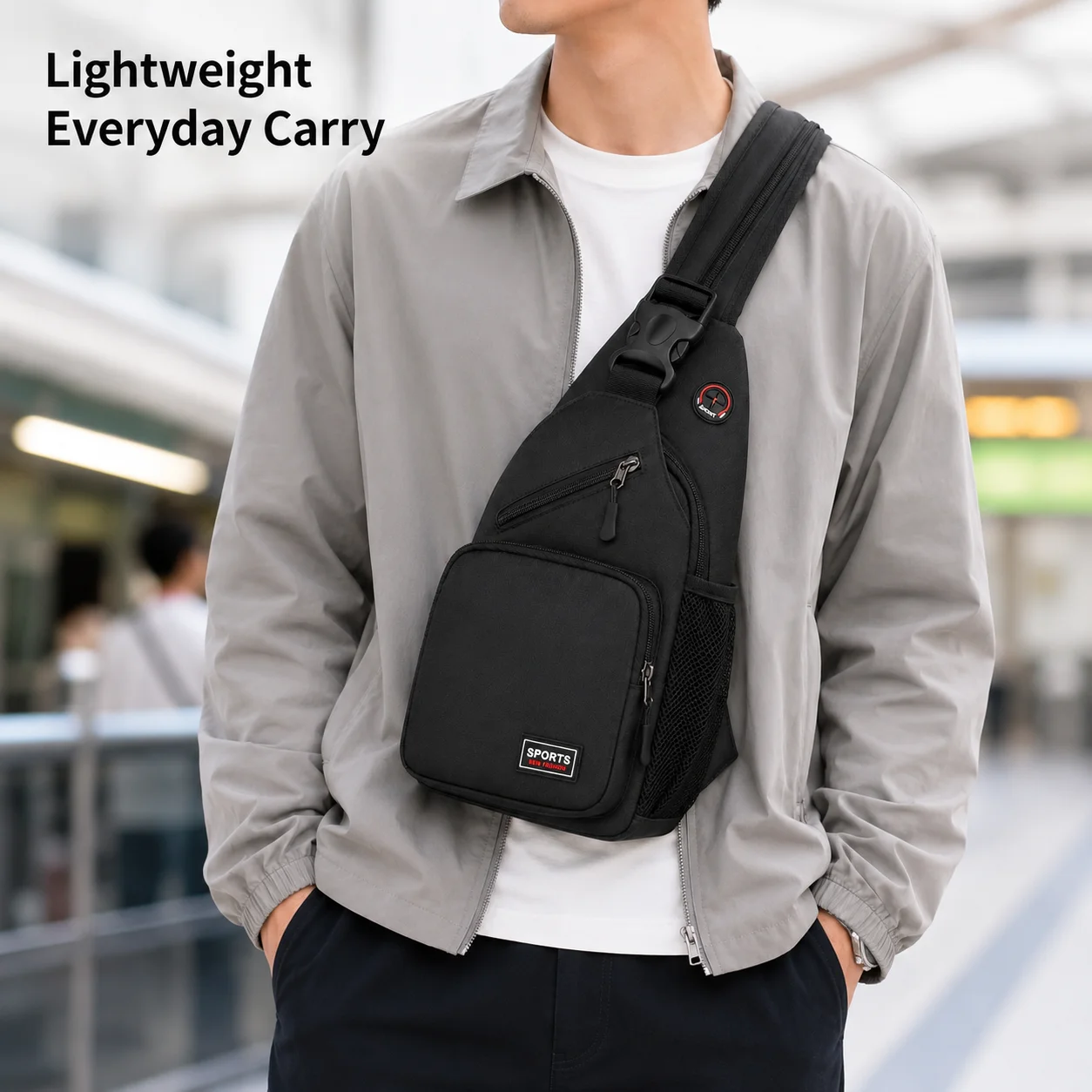 Women's Convertible Sling Backpack Crossbody Chest Bag with Multiple Pockets Bottle Holders for Travel Walking Daily Use view 3