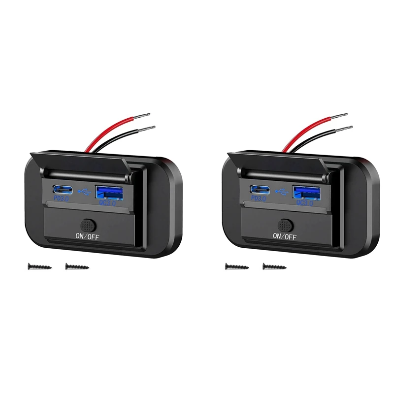 

2025 New-2X Dual Quick Charge USB QC3.0 и PD3.0 RV USB-розетка 12 В USB-зарядное устройство Автомобильный USB-порт 12-вольтовая USB-розетка