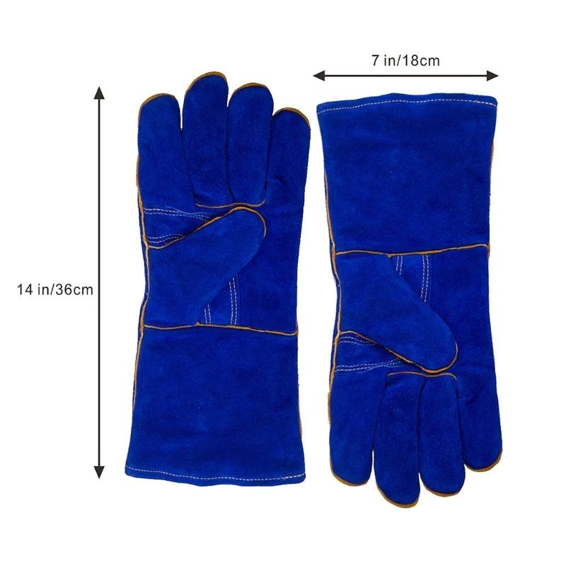 Leather Welding Gloves Heat/Fire Resistant Perfect for Gardening/Oven/Grill/Mig/Fireplace/Stove/Pot Holder/ Tig Welder