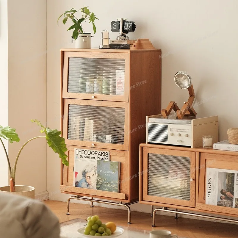 

Chinese-style Solid Wood Bookcases Living Room TV Side Cabinet Glass Cabinet Bookcases Magazine Storage Furniture Estante JTB