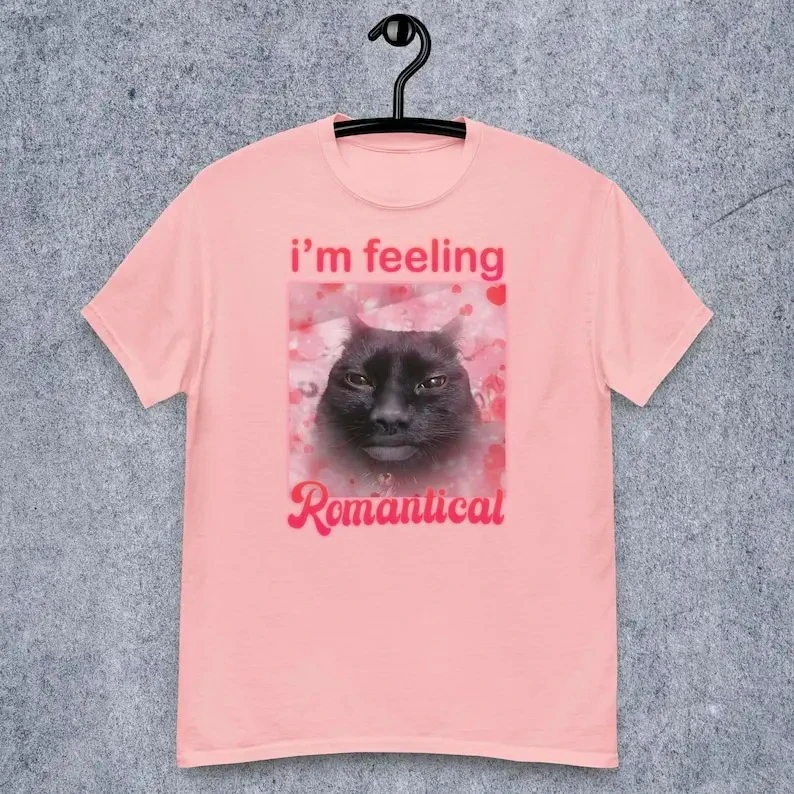 Im Feeling Romantical Funny Cat Printed Summer Tee Shirt Gift for Woman Cursed Cats T-shirt Silly Joke Gifts Dank Tshirt