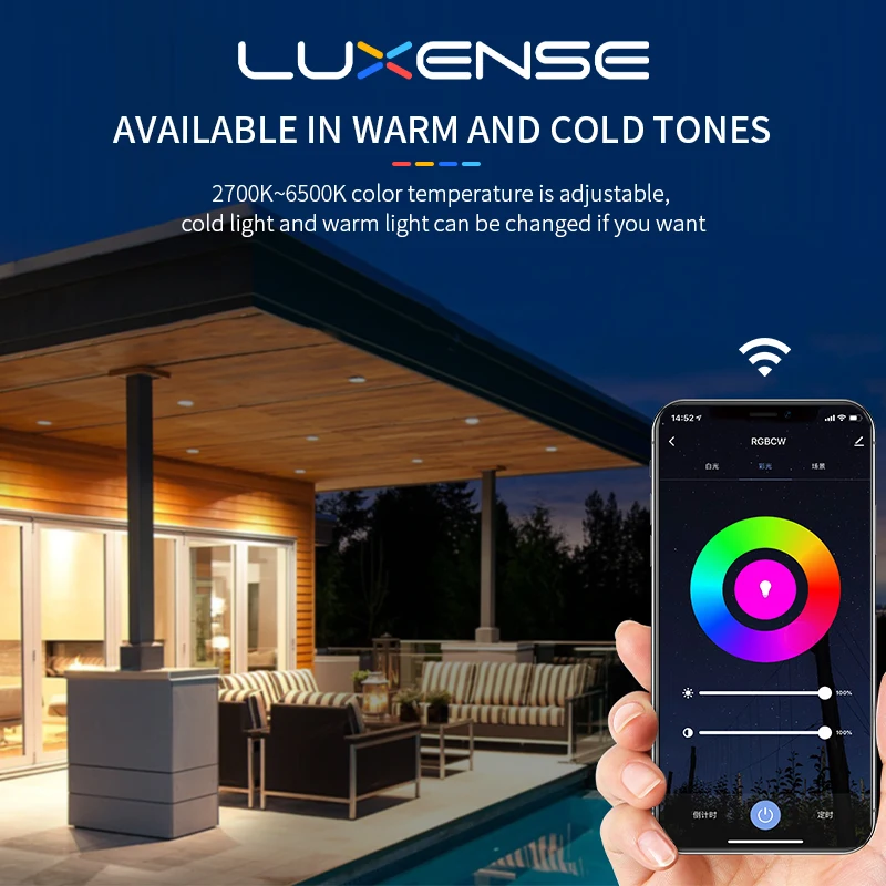 Luxense LED Smart Ceiling Lamp CCT RGB Dimmable Tuya APP Light Fixture with Alexa Google Home Bedroom Living Room Ambient Light