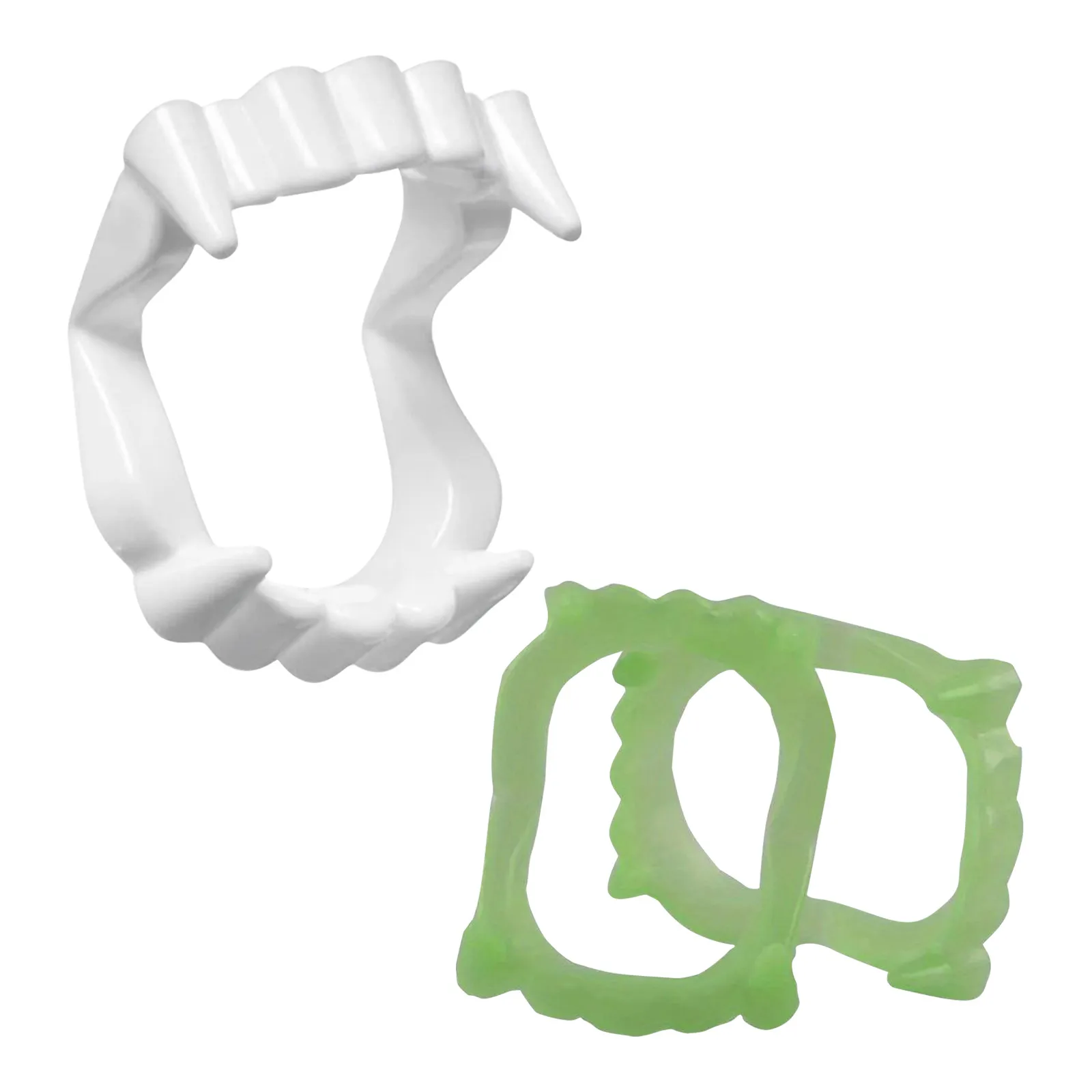 10 Uds. De dientes de vampiro de plástico que brillan en la oscuridad, accesorios para disfraces de Halloween para decoraciones de fiesta de miedo y accesorios para truco o trato