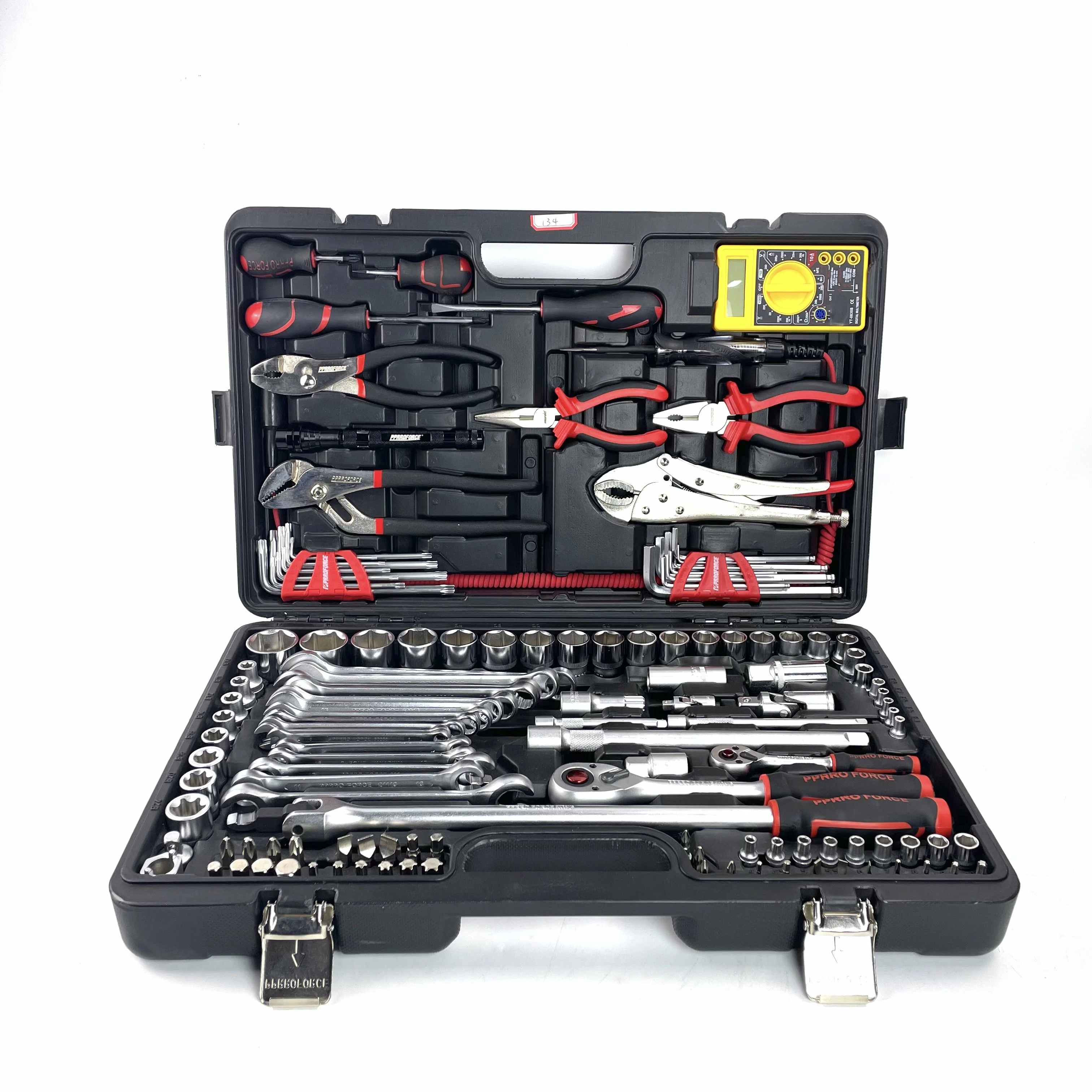 Custom 134-Piece Hand Tool Kit Hard Case Customizable OEM Support 1-Year Warranty Home Garden Repair Combination Wrench Screwdri