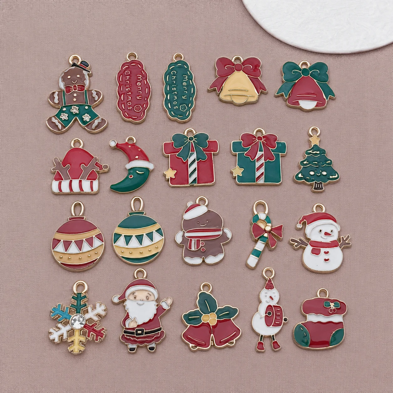 Randomly Mix 5/20pcs Alloy Enamel Christmas Pendant Jewelry Making DIY Keychain Earrings Charms for Jewelry Bracelets Necklace