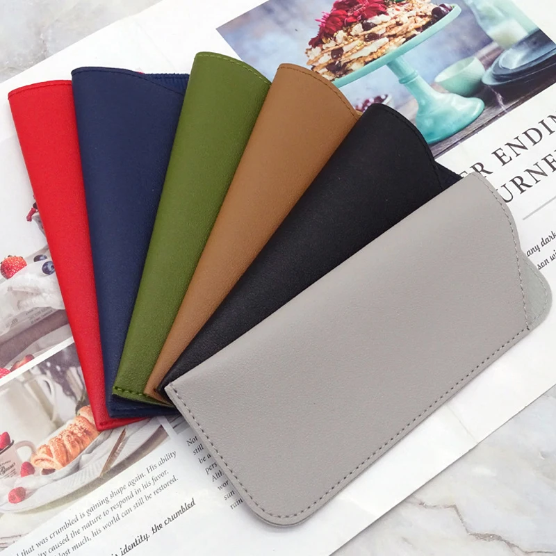 Simple Soft Leather Sunglasses Bag For Women Men Waterproof Reading Glasses Case Dust Storage Bag Eyewear Pocket Accessory