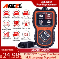 Ancel as200 obd2 scanner leitor de código fluxo dados ferramentas automotivas verificação do motor carro scanner profissional obd 2 diagnóstico automático