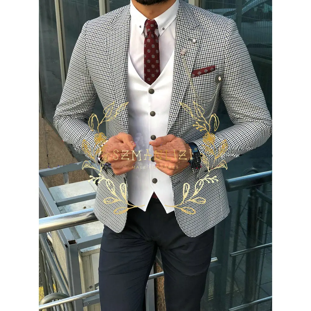 

Fashion Casual Wedding Suits For Men 3 Pieces Formal Elegant Male Suits Groom Tuexdos Blazer+Vest+Pants Costume Homme Mariage