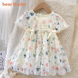 Bear Leader Girls Princess Dresses Summer Children's Clothing Print Butterfly Lace Bow Comfortable Dress Baby Costume Vestidos