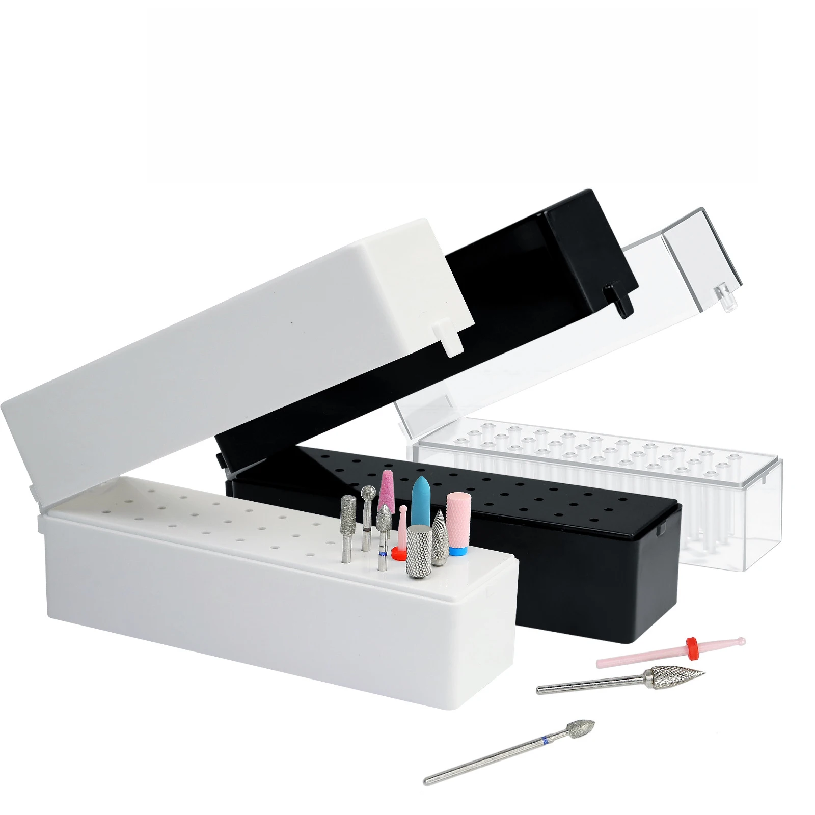 30 Holes Drill Bit Holder Storage Case Stand Display Milling Cutter Box Manicure Empty Acrylic Container