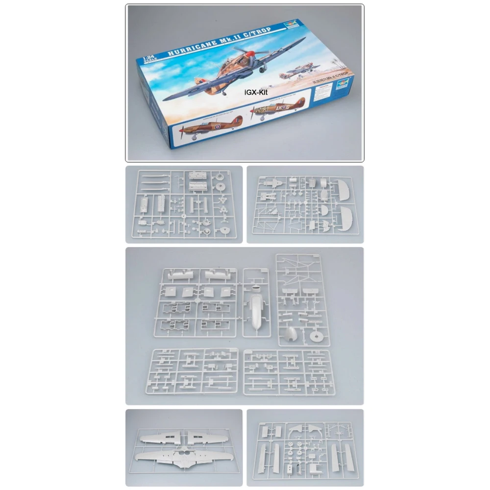 

Trumpeter 02416 1:24 Scale British Hurricane Mk ⅡC TROP Fighter Plane Aircraft Military Assembly Plastic Model Kit