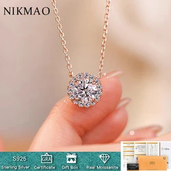 1ct D Color Real Moissanite Necklaces Elegant Jewelry for Women S925 Sterling Silver Diamond Test Past 18k Pendant Necklace Gift