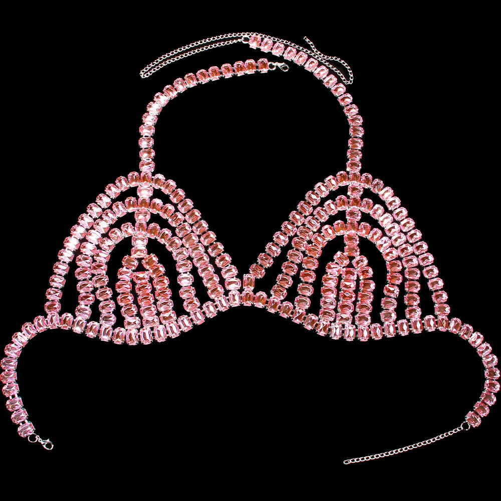 Pink Bra Chain Jewelry Bikini Good Quality Nightclub Body Accessories Beach Fashion Sexy Lingerie Outfit Hallwoen Costumes Gifts