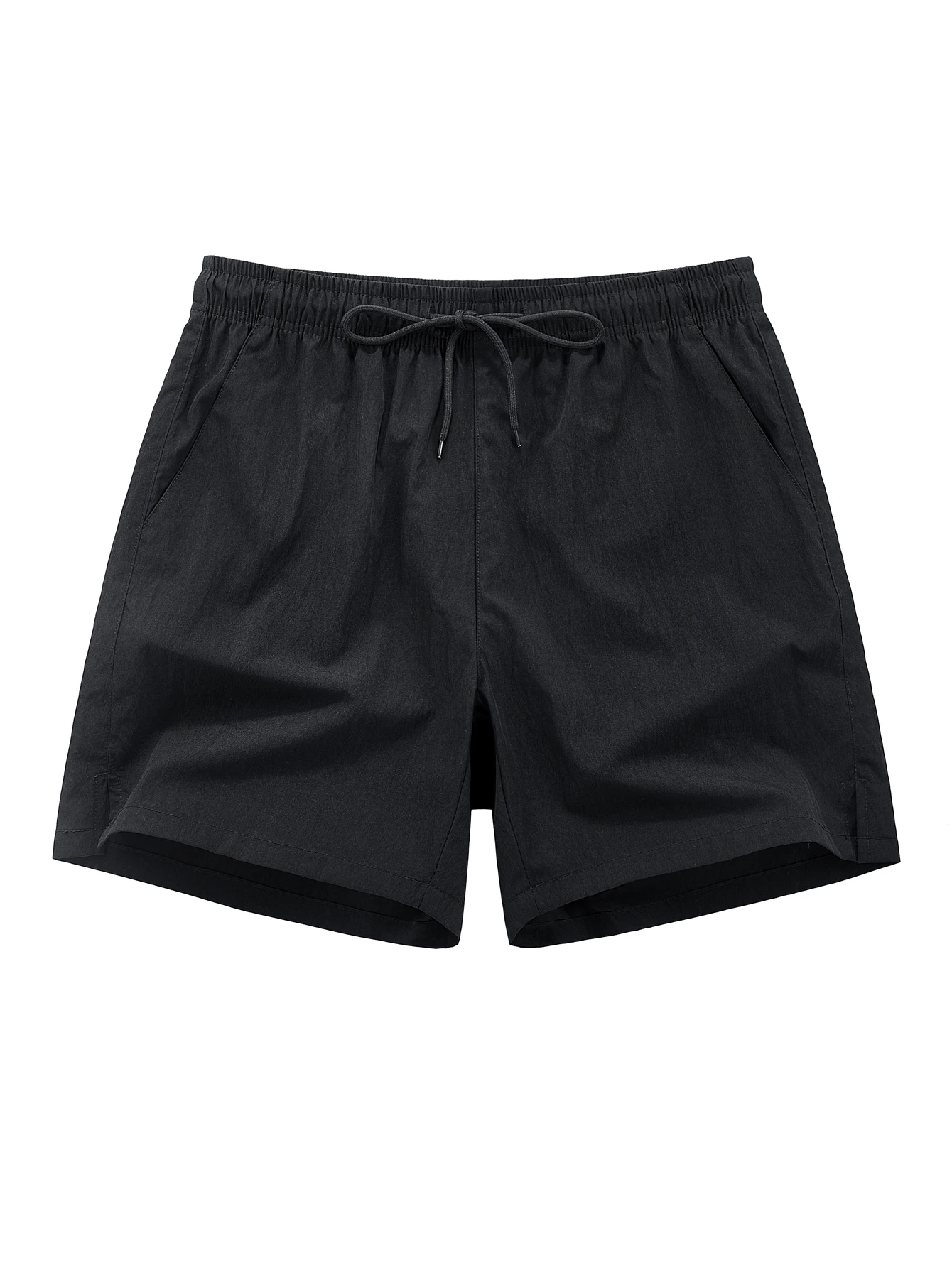 

Мужские черные повседневные шорты с эластичным поясом на шнурке, летние шорты с карманами для повседневной носки