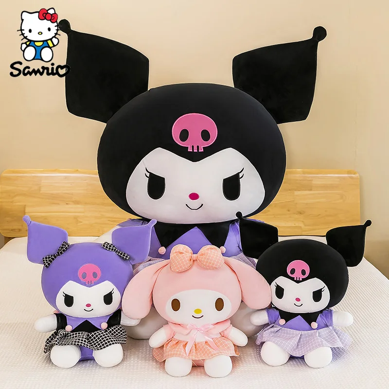 Sanrio plushies ตุ๊กตาการ์ตูน Kuromi ตุ๊กตายัดไส้ตุ๊กตาฉันเมโลดี้ของเล่นตุ๊กตาหมอนของขวัญวันเกิดสำหรับเด็ก hiasan kamar 40cm