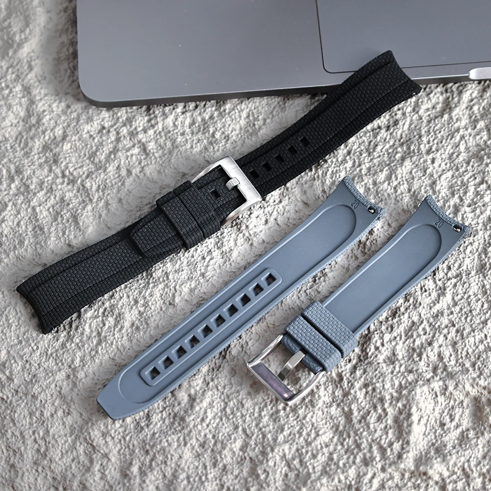 Neues Design, gebogenes Ende, Gummi-Uhrenarmband, 20mm 21mm 22mm, FKM-Uhrenarmband, Sport-Armband für Herren, für Rolex, Seiko, Omega, Tissot – Detail 2