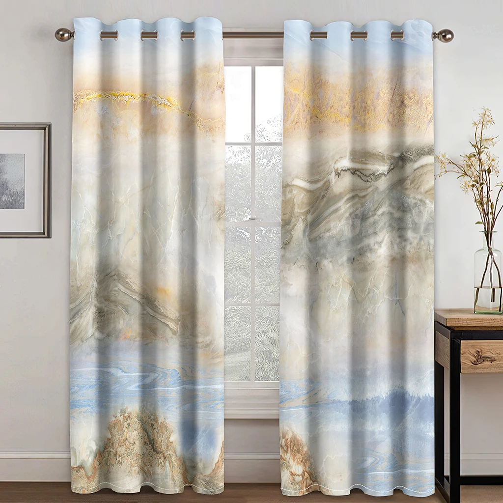 

Magical Golden Landscape Painting 3D Curtains Ink Wind Yellow Living Room Bedroom Kitchen Balcony Window Decoration Curtains