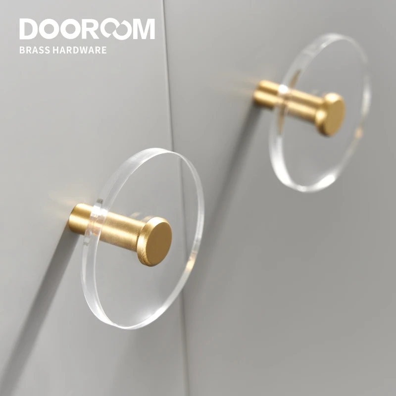 Dooroom Brass Acrylic Furniture Handles Wardrobe Dresser Cupboard Cabinet Drawer Shoe Box Knobs Clothes Hangers Wall Hooks