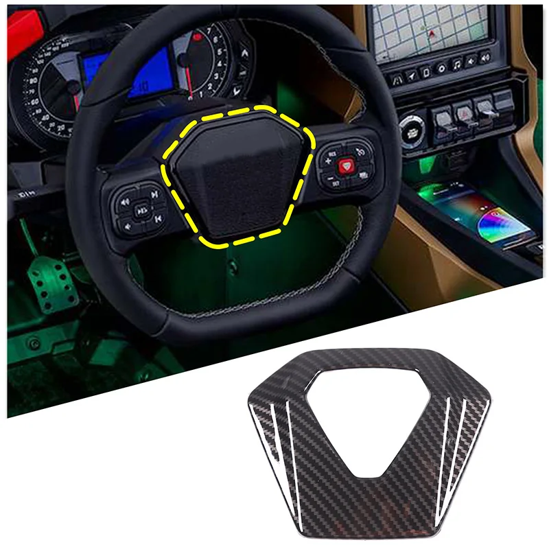 For Polaris SlingShot 2020-2023 ABS Carbon Fiber Car Center Console Gear Panel Water Cup Frame Steering Wheel Decorative Sticker - view 4