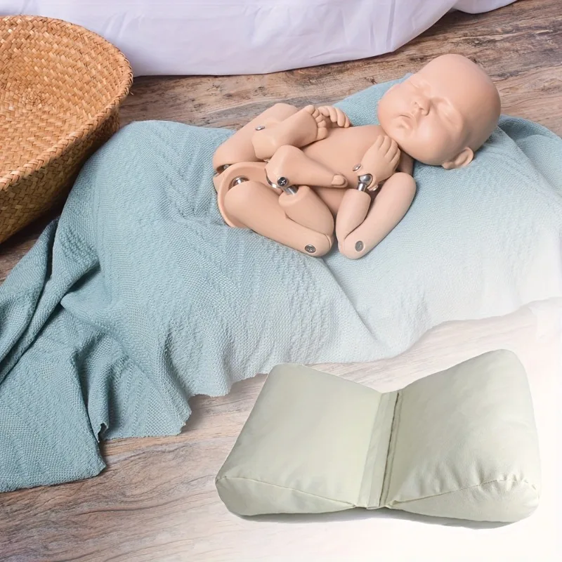 Beige Butterfly Posing Pillow Cushion Newborn Photography Mat Artificial PU Leather Fabric Soft Basket Filled Background Cushion